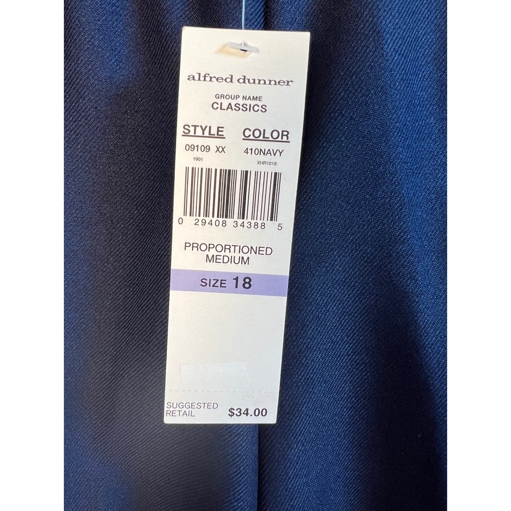 Alfred Dunner Classics Navy Blue Pull On Elastic Waist Pants Women's Size‎ 18 - Picture 5 of 10